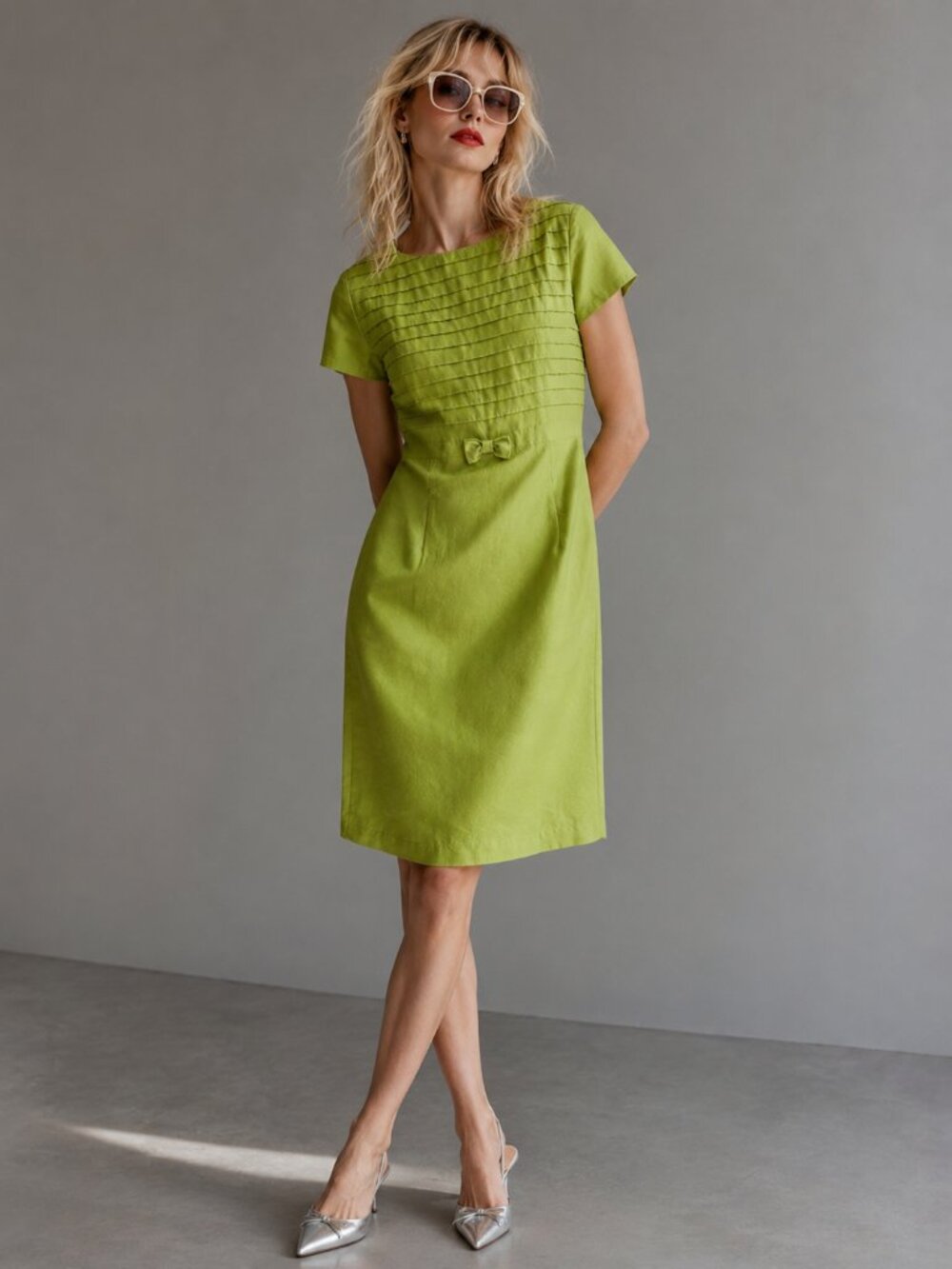Talbots 8 Silk Sheath Dress Fully Lined Apple Green Dopamine Style Y2K